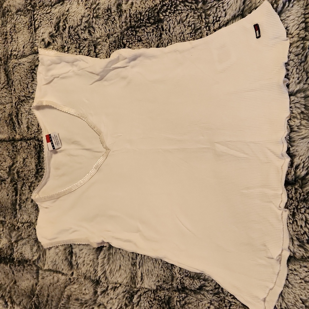 Tommy Jeans white ribbed tee